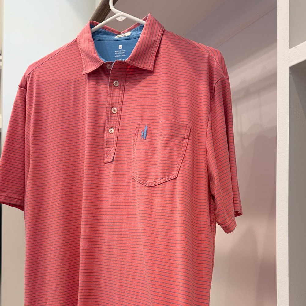 johnnie-O Coral Striped Polo Shirt